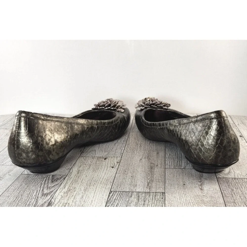 Alfani Shoes Womens Size 7M Flats Faux Animal Snake Grey/Black Metallic Dressy